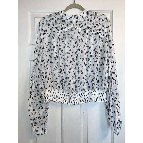 Rag & Bone Calista Stretchy smocking white floral blouse - size XL - Picture 11 of 11